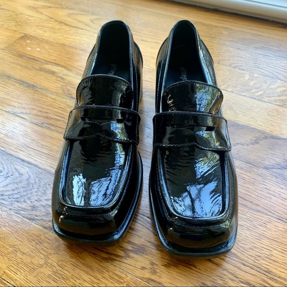 New JEFFREY CAMPBELL Sorbonne Black Crinkle Patent Leather Penny Loafer | Sz 10 - Picture 6 of 9